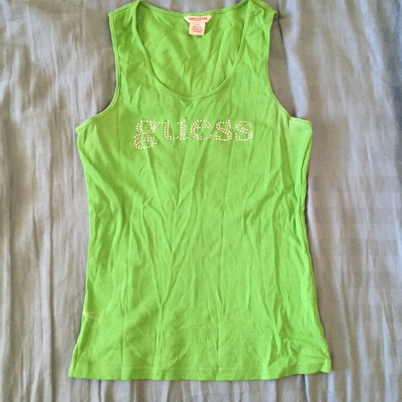 Guess rhinestone logo tank size Large