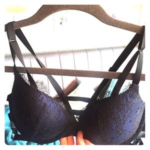 Royal blue and black lace VS bra -never worn