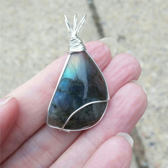 Labradorite pendant on a cord necklace