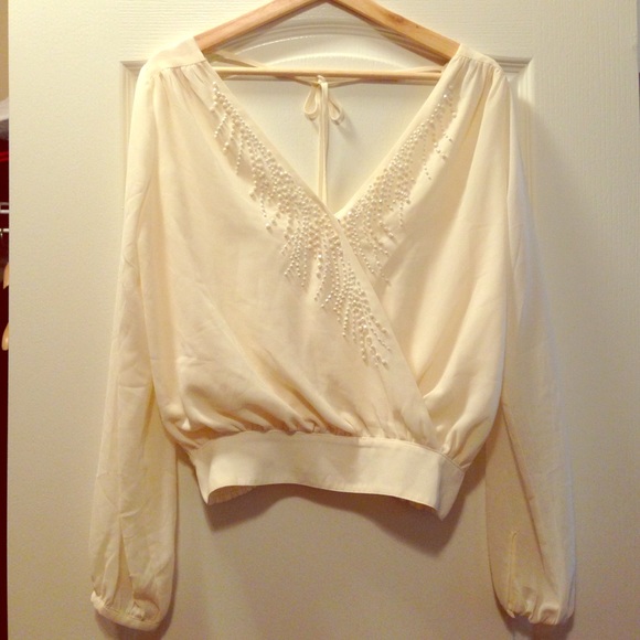 Forever 21 Tops - Cream embellished crop top