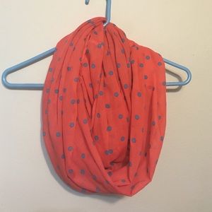 Orange polka dot infinity scarf
