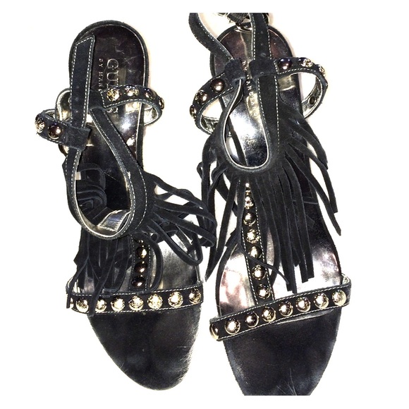 Black Guess fringe heels