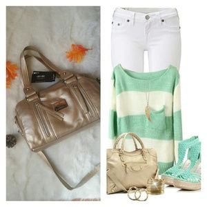 Nicole Miller Light Gold Satchel