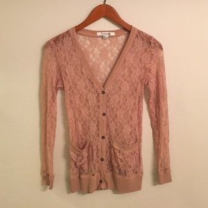 Tan forever 21 lace cardigan