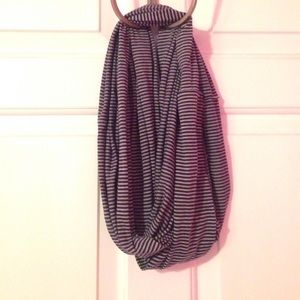 Navy Blue & Grey Striped Infinity Scarf