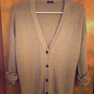 J. Crew metallic button-up cardigan.
