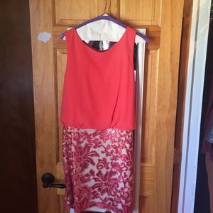 Coral colored cocktail dress