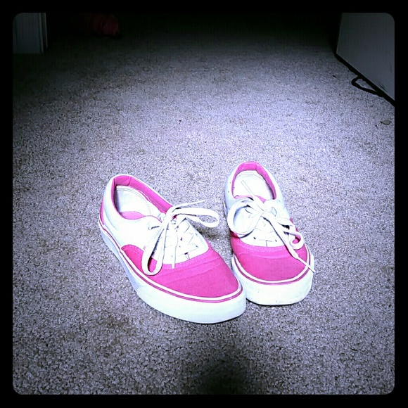 WORN ONCE Pink & White Vans