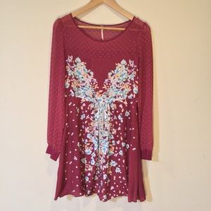 🔺Free People: Floral & Lace Long Sleeve Dress🔻