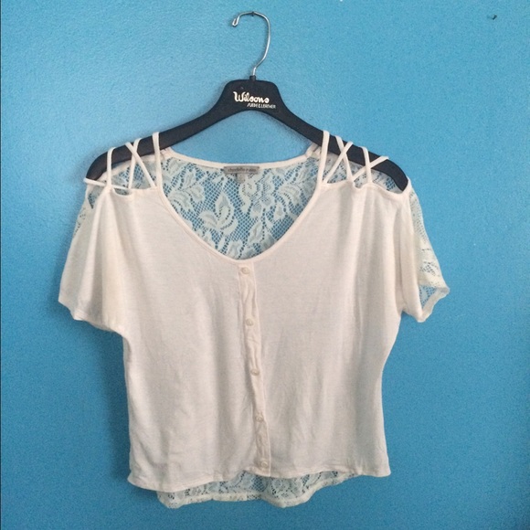 White top with lace back