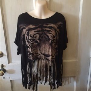 Plus size fringe crop top