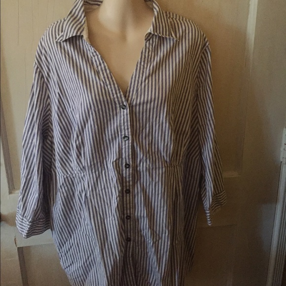 Plus size striped button up - Picture 1 of 2