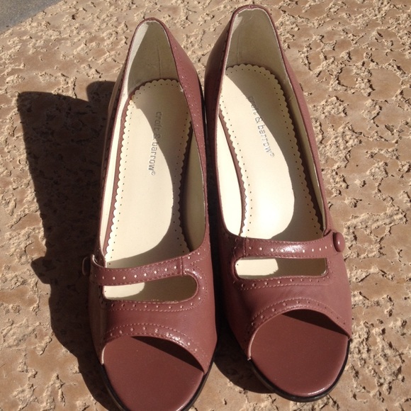 FINAL MARKDOWN mauve leather peep toe heels - Picture 1 of 4