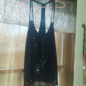 Black sequence tank top