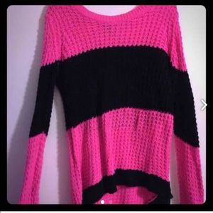 Black and pink  high low sweater