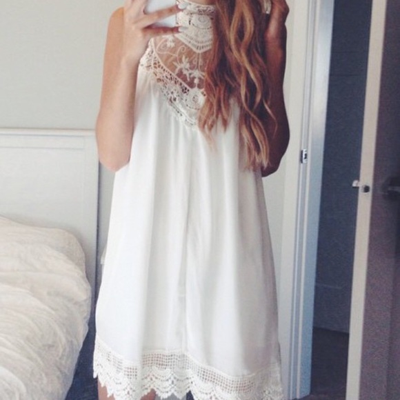 White chiffon and lace dress