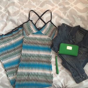 Bebe long crochet dress.