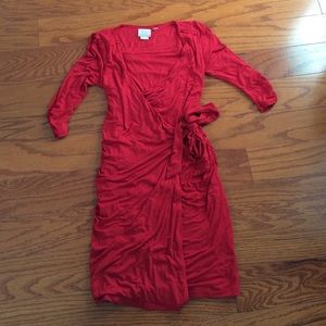 Red wrap dress.