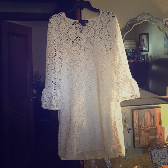Inc white crochet dress