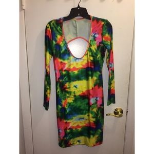 Brand New colorful open back dress!