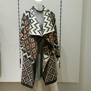 My Beloved Geometric Design Long Sweater Jacket