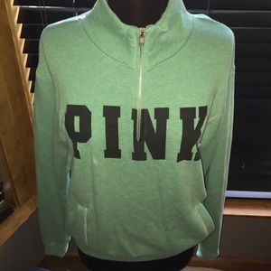 VS pink zip up green sweatshirt