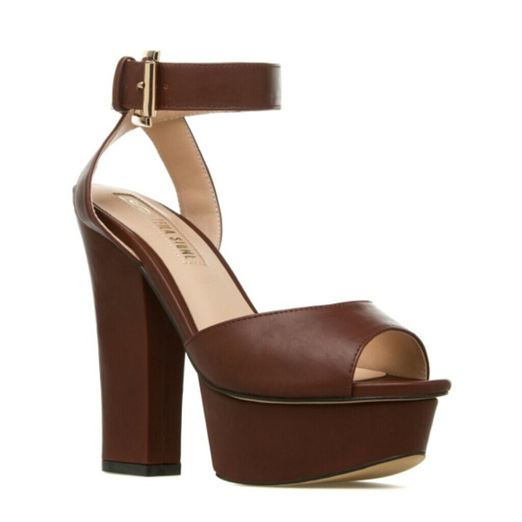 New Brown Size 8 Ankle Wrap Platform