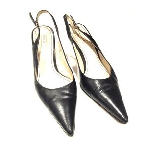 Coach Black Leather Slingback Heels