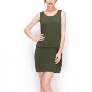 Army green peplum dress