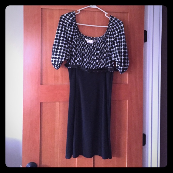 Max Studio Black & Navy Belted Dress Size L