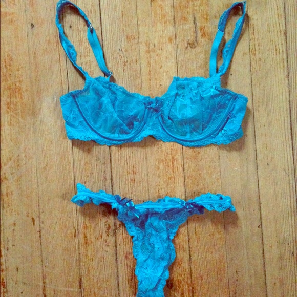 Turquoise Lace Bra and Panty Set