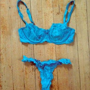 Turquoise Lace Bra and Panty Set