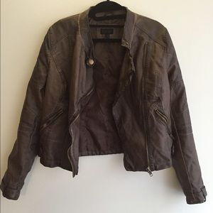 Brown Faux Leather Jacket