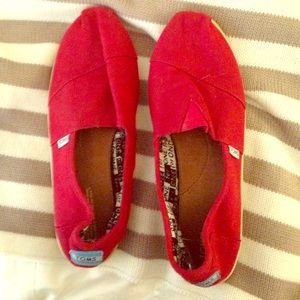 Red Tom shoes, worn twice.