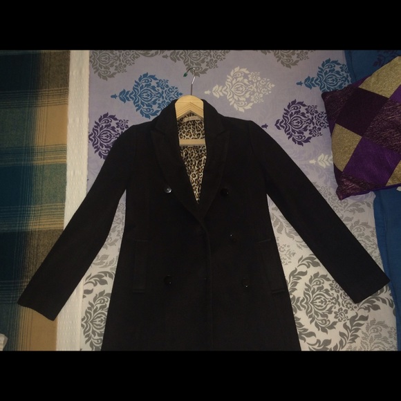 Black woolen long coat