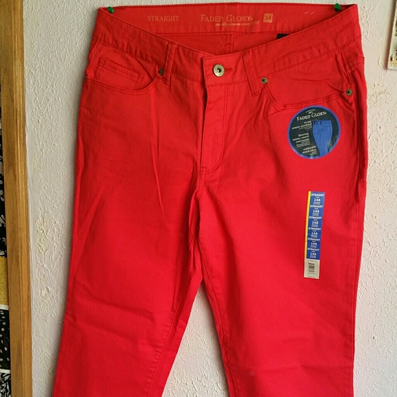 NWT Straight Leg Faded Glory Rockin Red Jeans