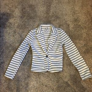 Grey and white striped blazer