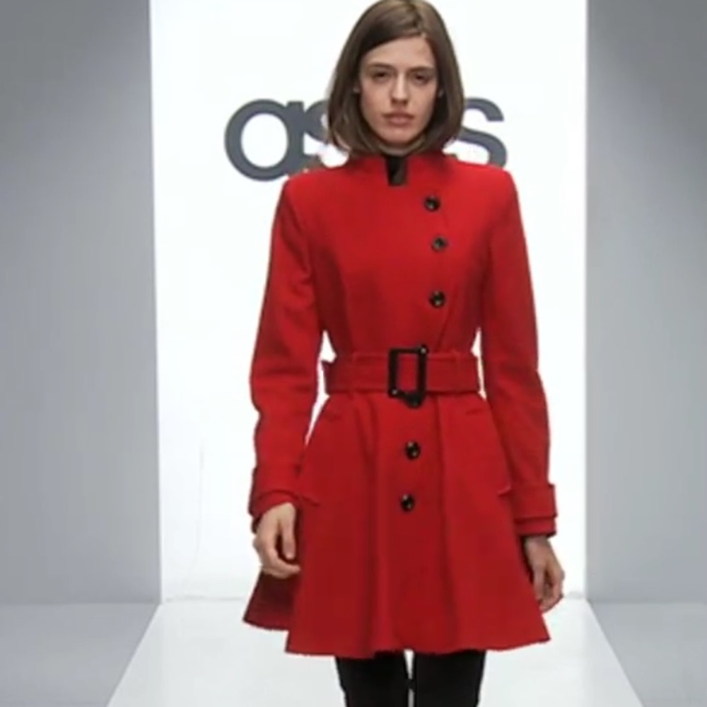 Red ASOS skater coat