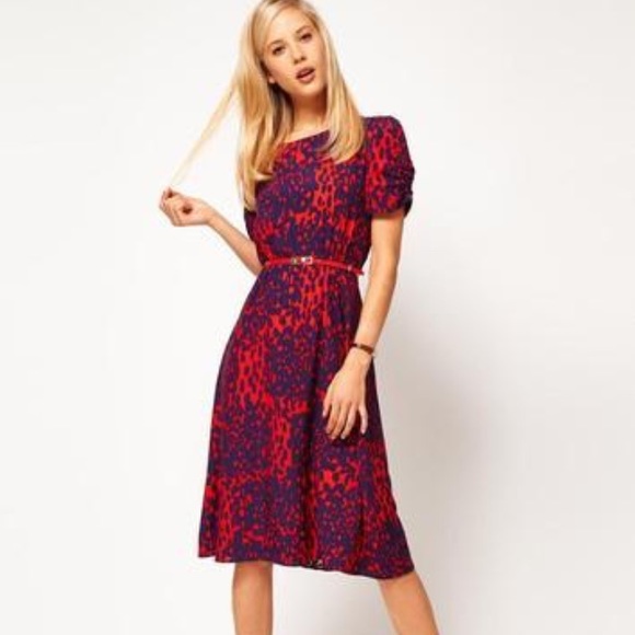 Asos Animal Print Midi Dress