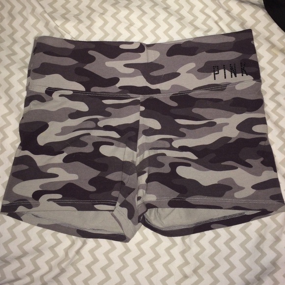 PINK camo yoga shorts