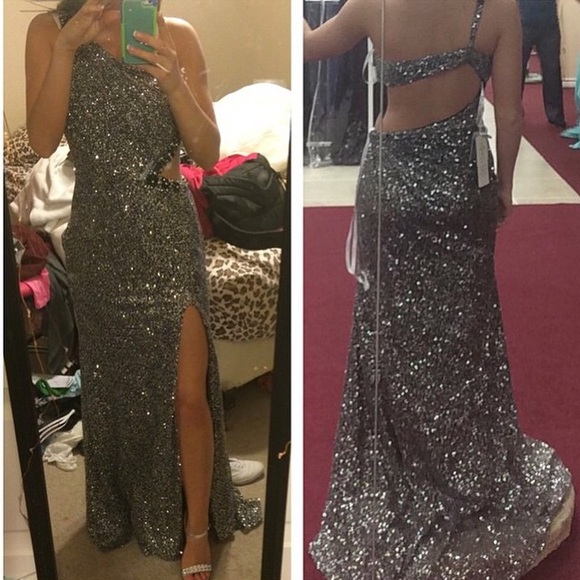 NWT Prom Dress- Sparkly silver and black