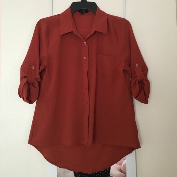 SOLD Burnt orange chiffon top
