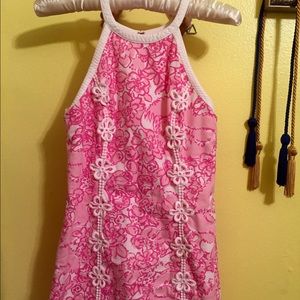 Lilly Pulitzer - halter dress, white lace detail