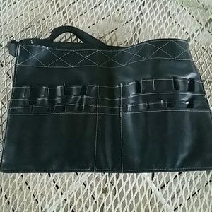 Black makeup brush pouch