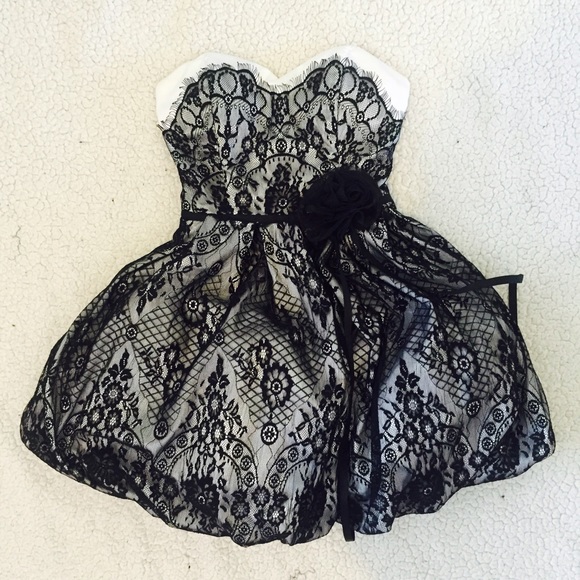 Bebe Black & White Lace Dress