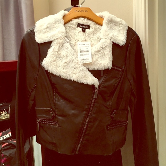 Bebe Asym Zip Faux Leather Moto Jacket