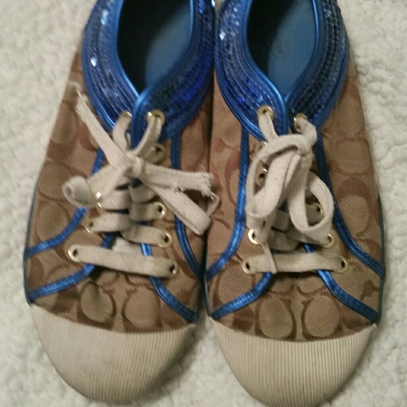Coach brown and blue tennis shoes