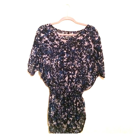 Sheer blue patterned Express blouse