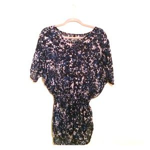 Sheer blue patterned Express blouse