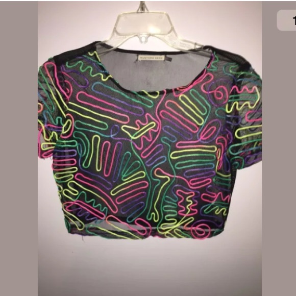 Nasty gal neon mesh rave crop top